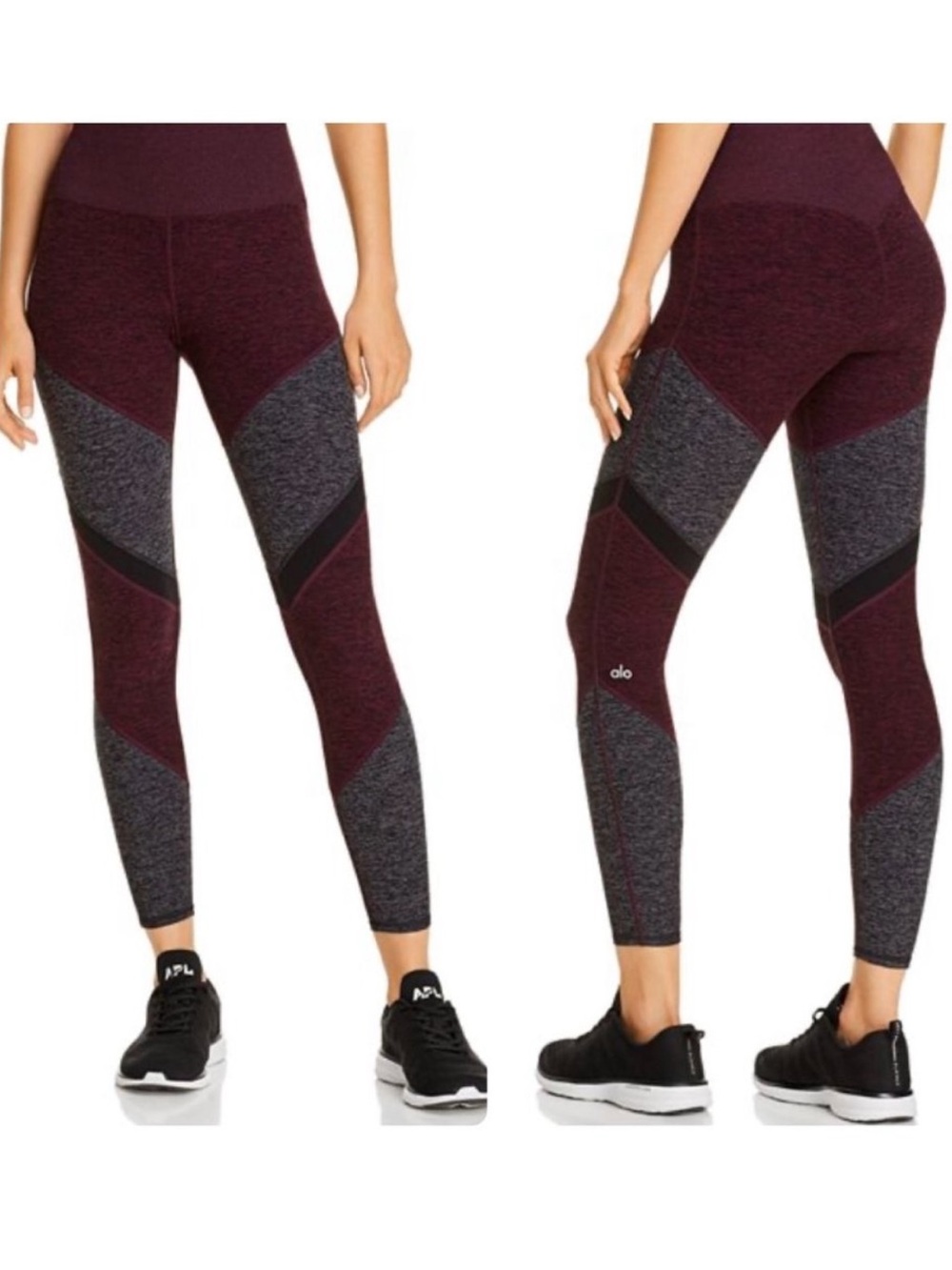 Alo Yoga 7/8 High-Waist Alosoft Sheila Leggings Burgundy Gray M